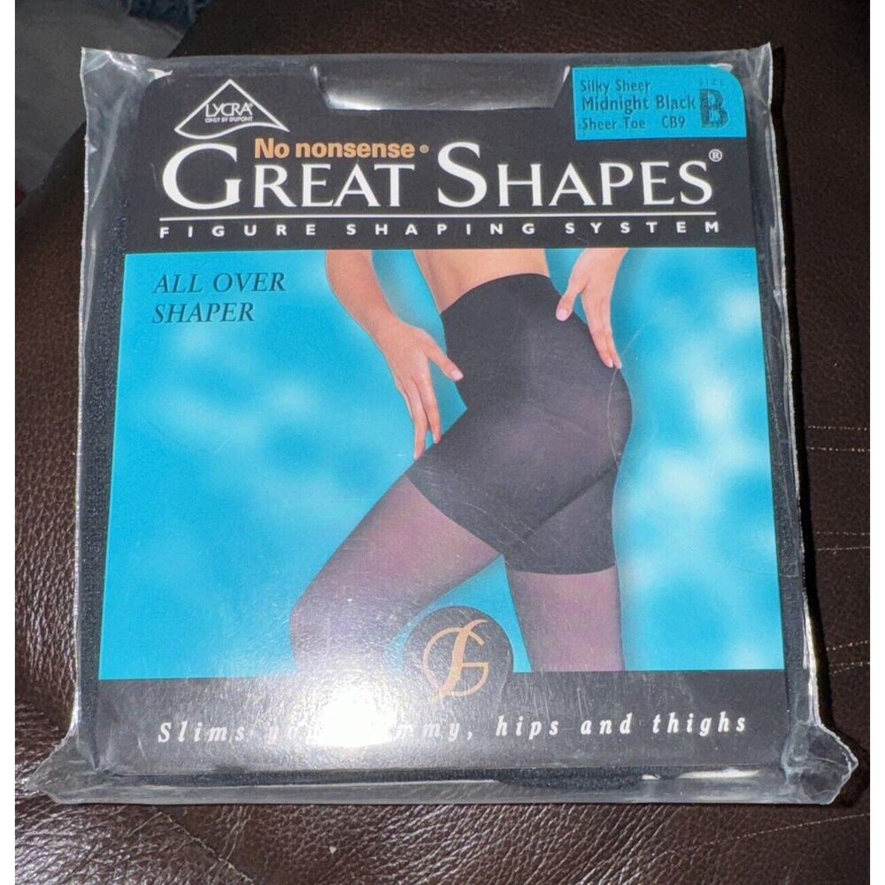 No Nonsense Great Shapes All-Over Shaper Pantyhose Midnight Black Sz B CB9 NEW